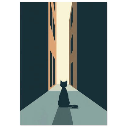 Modern djurposter med kattmotiv i stilren flat design och dämpade färger