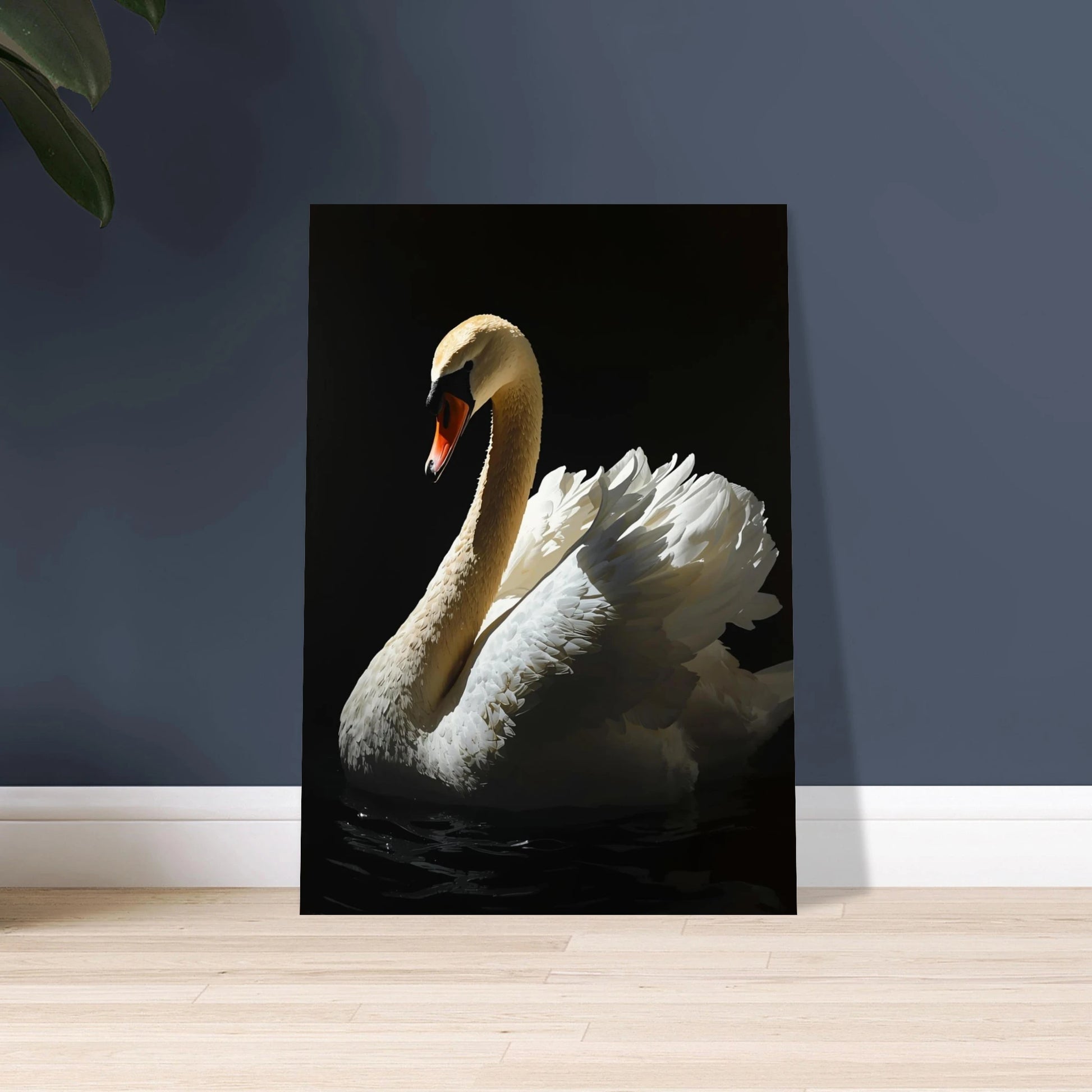 Majestätisk svan i impasto oljemåleri, elegant och fridfull.