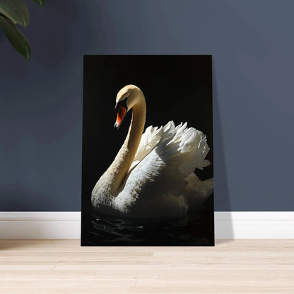 Majestätisk svan i impasto oljemåleri, elegant och fridfull.