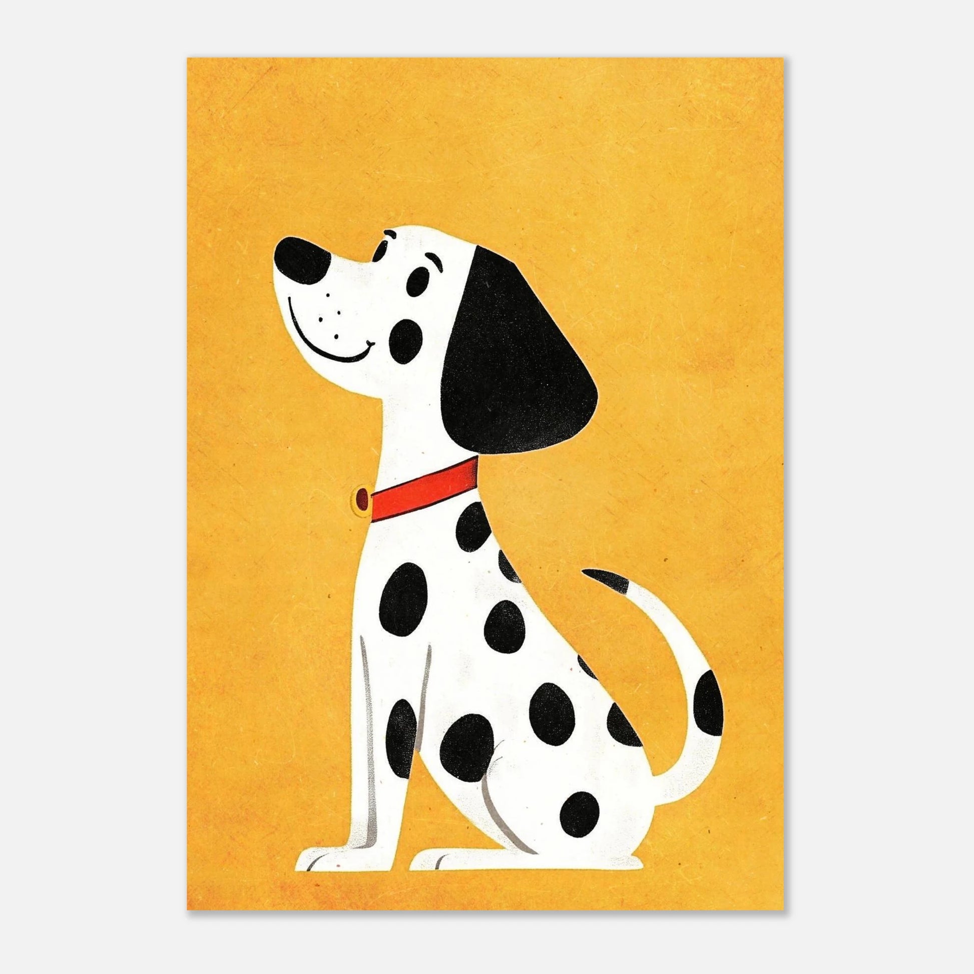 Väggkonst med en charmig dalmatinerhund, stiliserad digital illustration