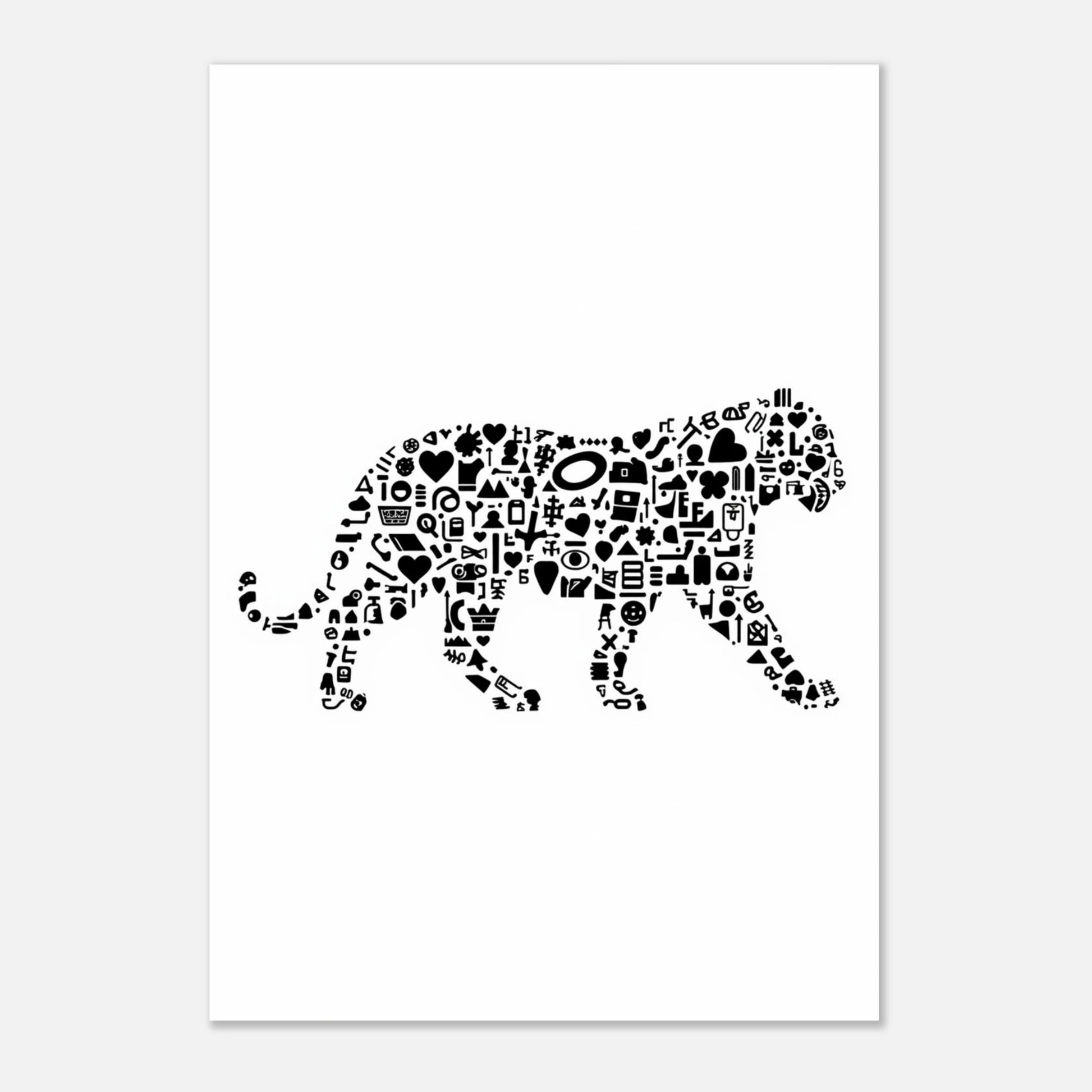 Stilren poster med en tiger i profil skapad genom ikonografi