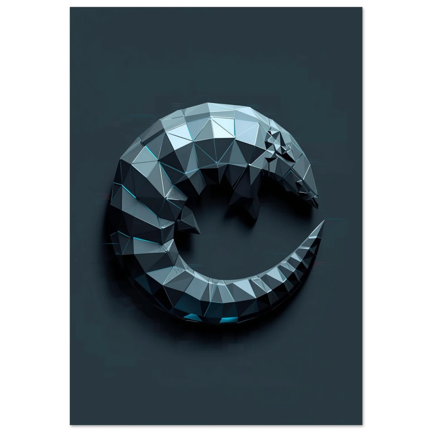 Geometrisk myrkott i mörkblå spiralform med subtila ljuseffekter
