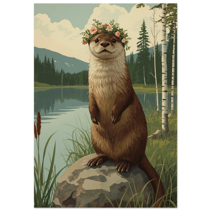 Poster med utter som har midsommarkrans framför en svensk naturbakgrund. 